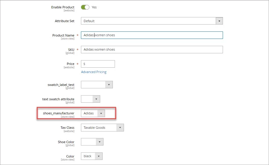 Select Manufacturer from dropdown
