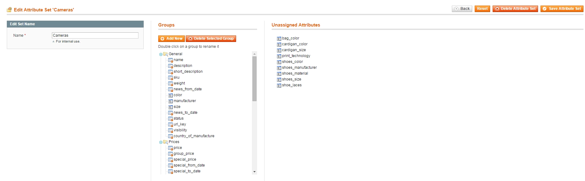 attribute set with attributes
