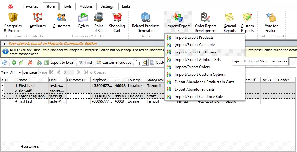 Launch Export wizard to extract Magento 2 customers data