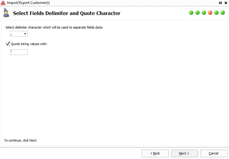 Specify delimiters to separate fields data