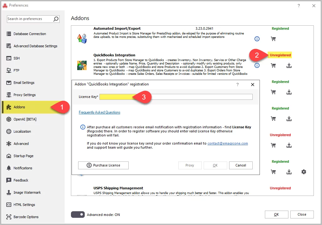 Quickbooks Addon Registration