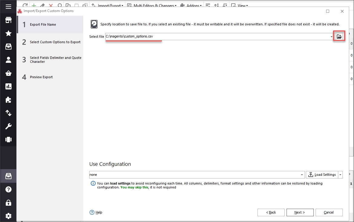 Pick worksheet to which the data will be placed and indicate where the spreadsheet should be saved at your computer using “Browse” button