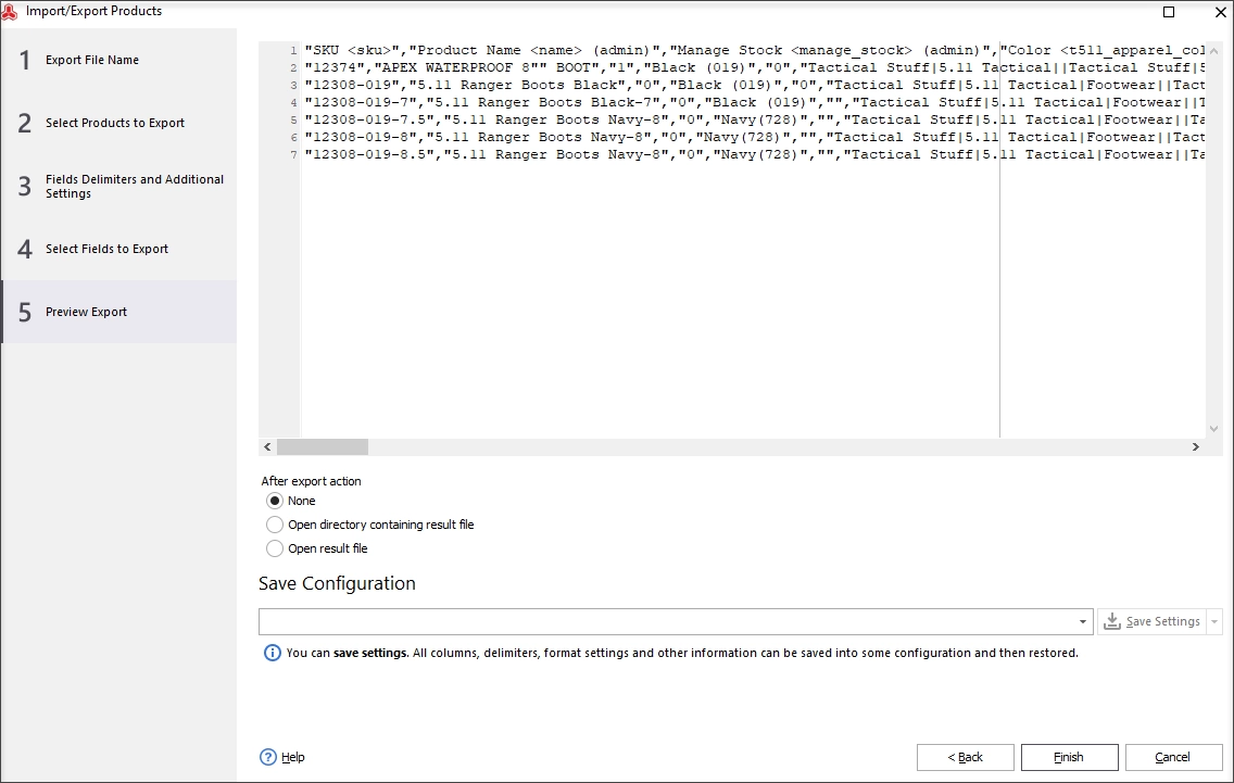Preview Exported File