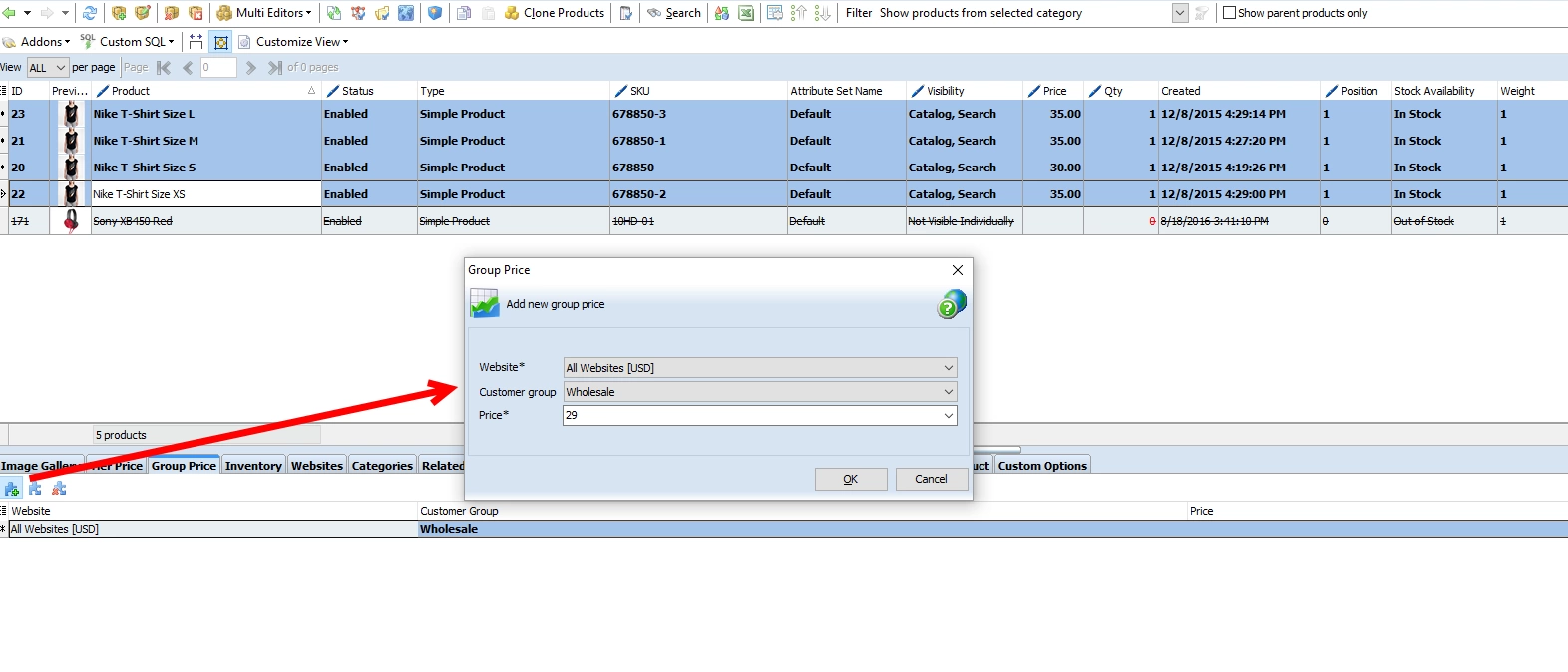 magento group price and group price import create magento product group price