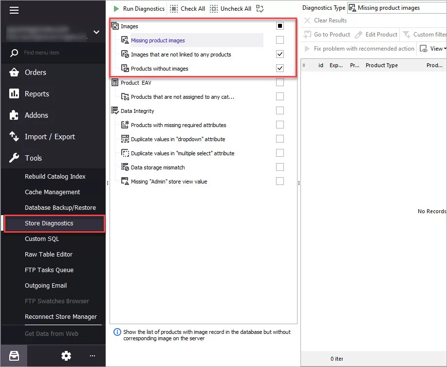 Delete Magento Images with Store Diagnostics