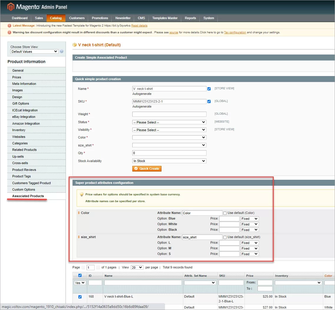 Magento1 Super Attributes Configuration