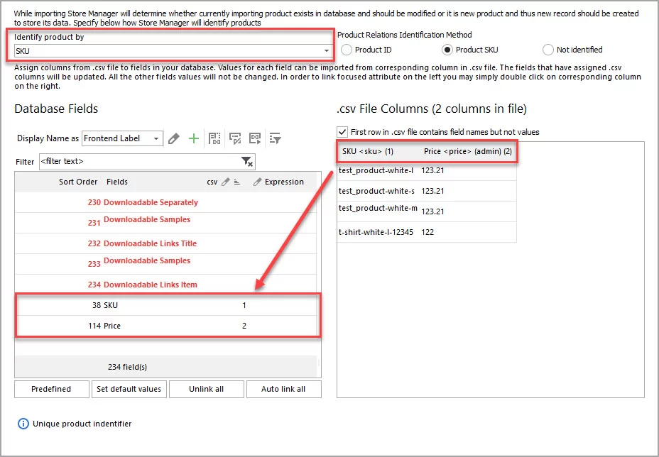 Assign CSV Columns to Database Fields