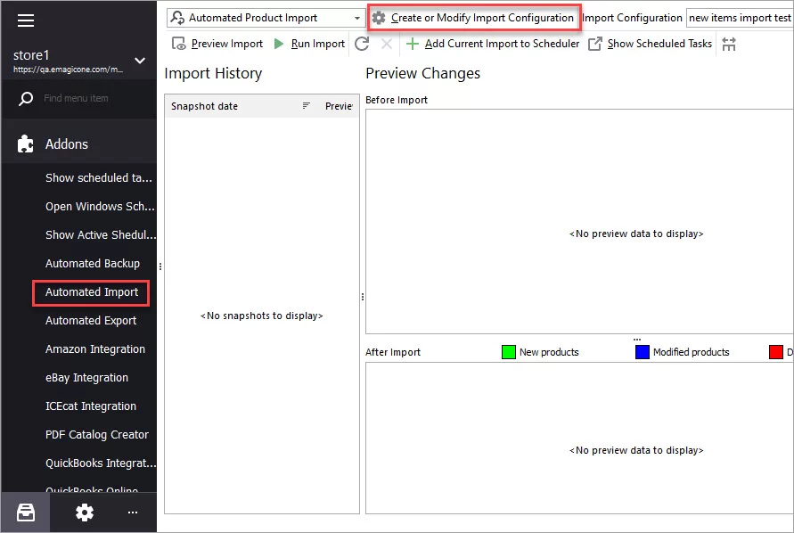 Create or Modify Import Configuration