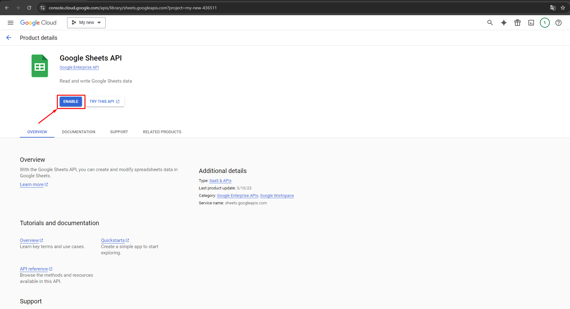 Generate Google API keys for Store Manager for Adobe (ex Magento), Enable Google Sheets API.