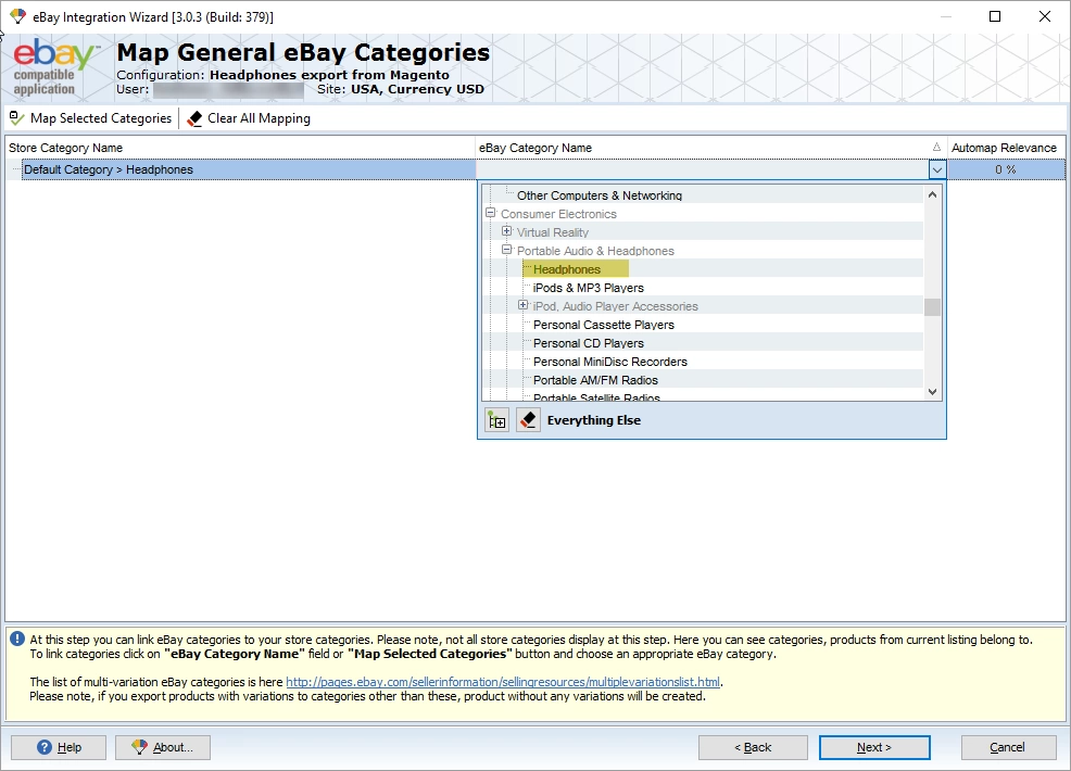Magento product export to ebay link magento categories to ebay ones