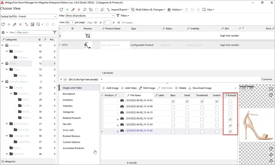 Magento Store Manager Store View Images Excluded