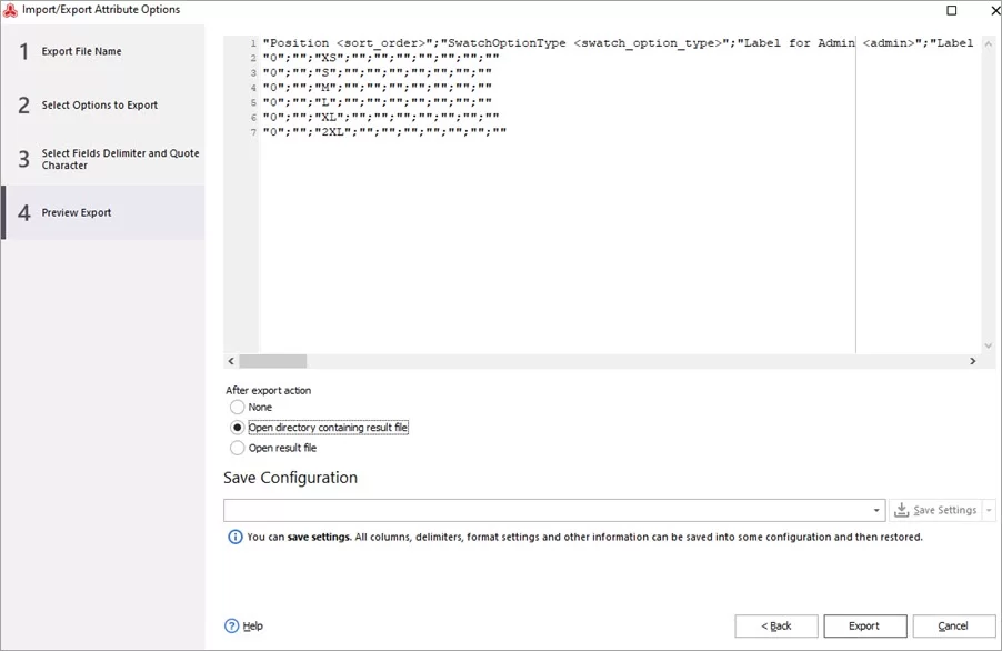 Magento Store Manager Attributes Options Export Finish