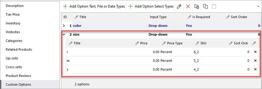 Custom Options