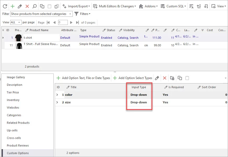 Use Drop Down Type Custom Options