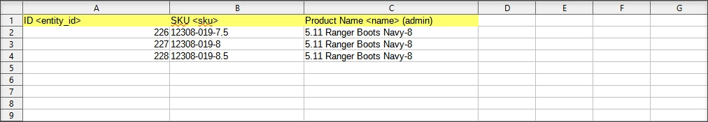 SKU update sample file