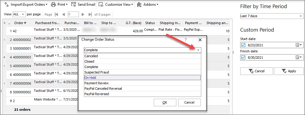 Change order status