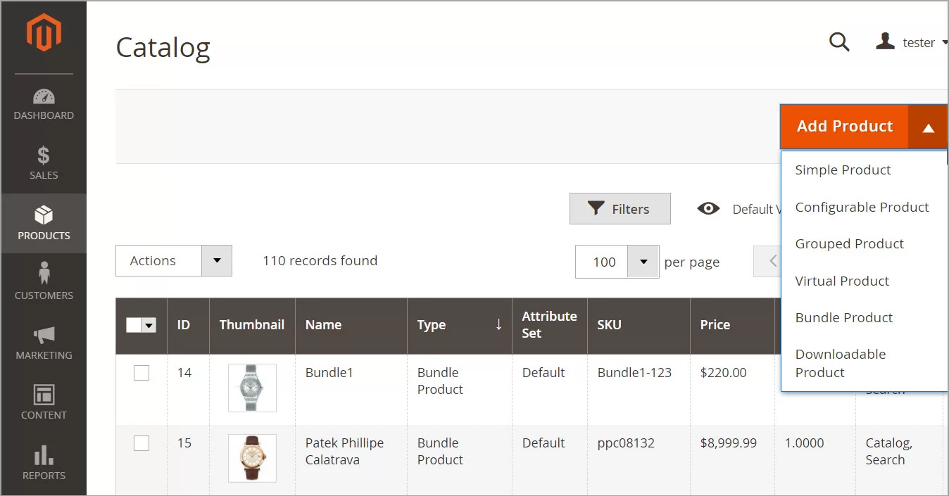 Magento Choosing Product Type