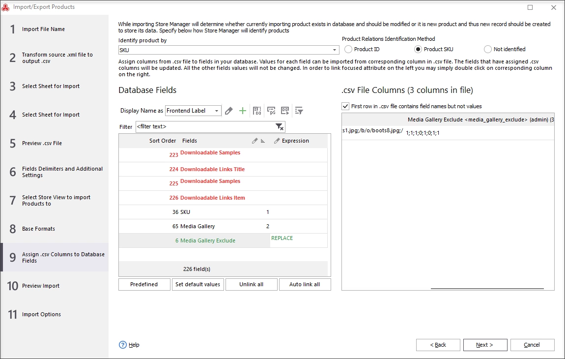 Uncheck Exclude box for all the images by entering the formula in Tab expression