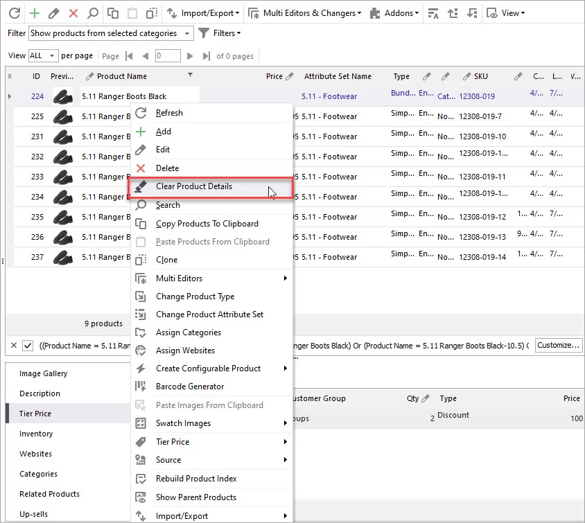 Clear Product Details with Store Manager