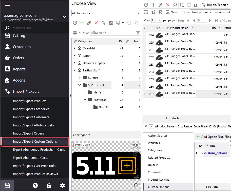 Import Custom Options with Store Manager
