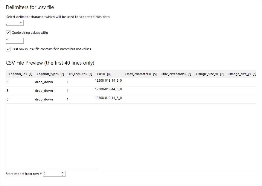 Set Import Delimiters
