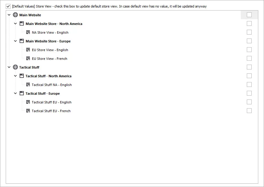 Select Store View for Import