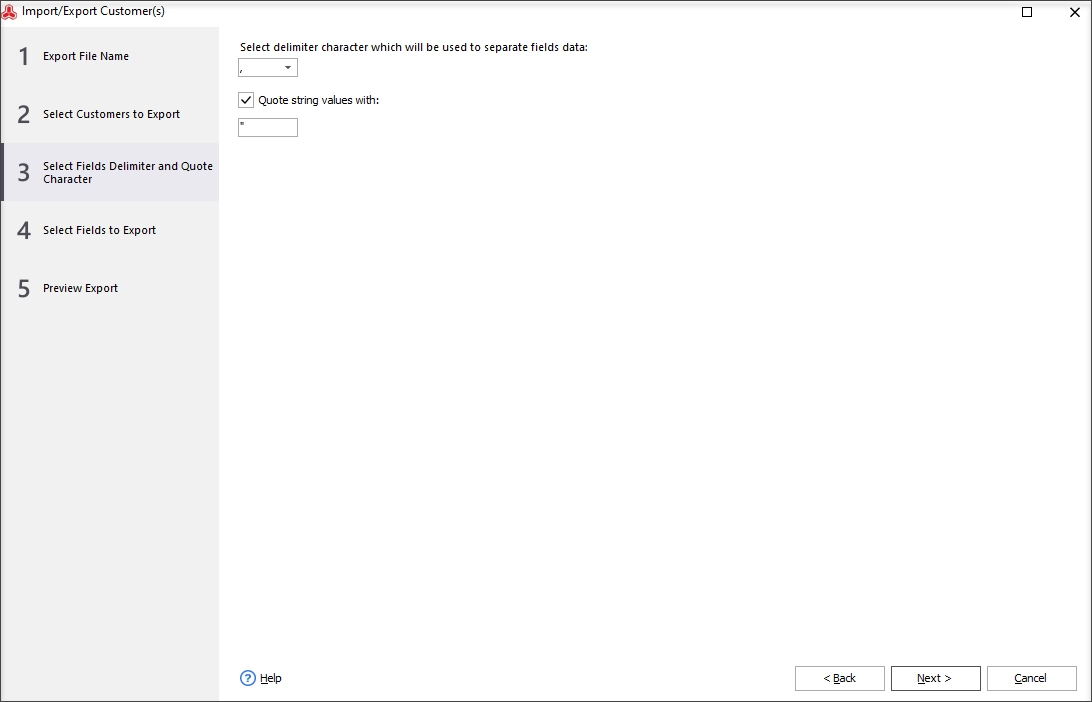 Select file delimiters symbols