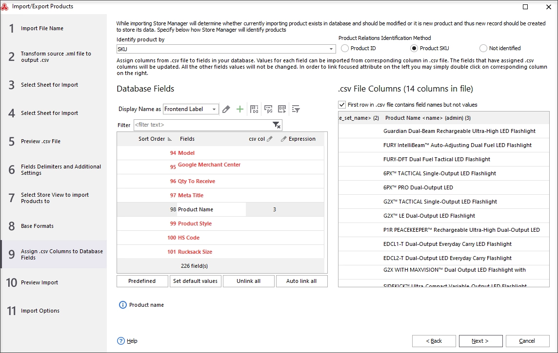Assign .csv Columns to Database Fields