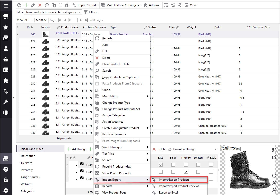 Run Import Export Wizard