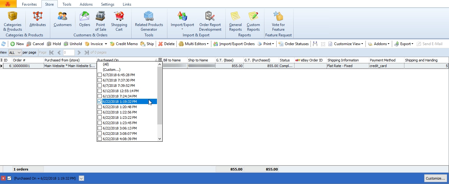 Comment screens Magento Orders Filtered By Date Example