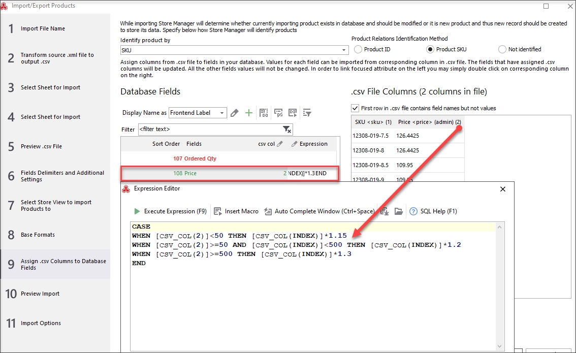 Increase by criteria