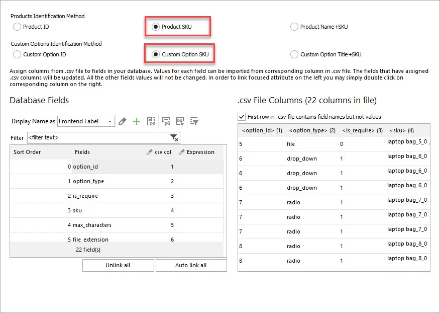 Assign Columns During Import