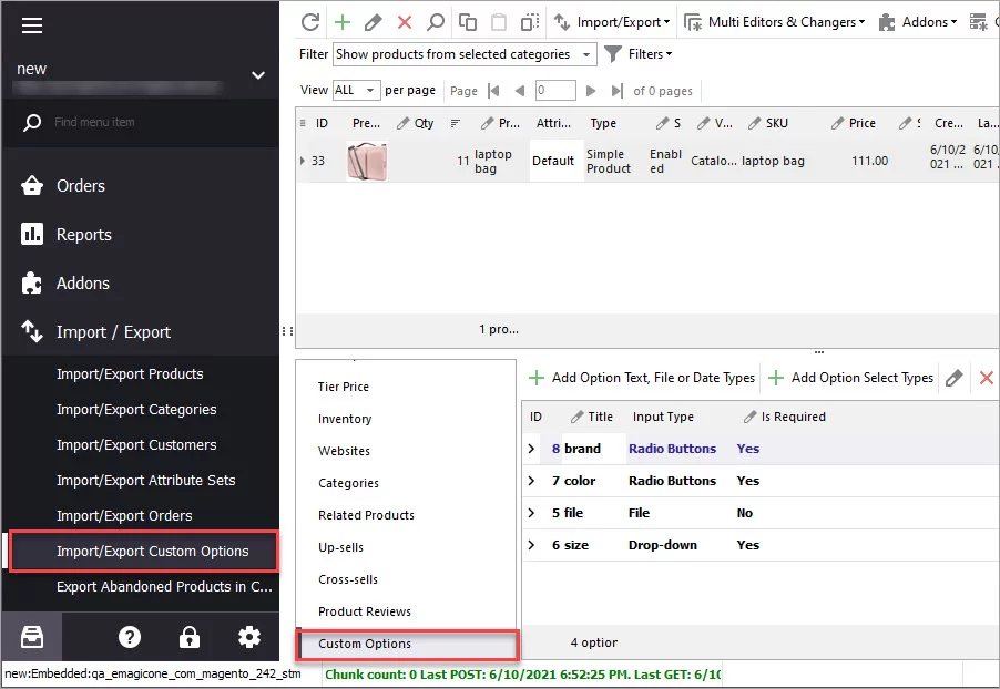 Import Custom Options with Store Manager