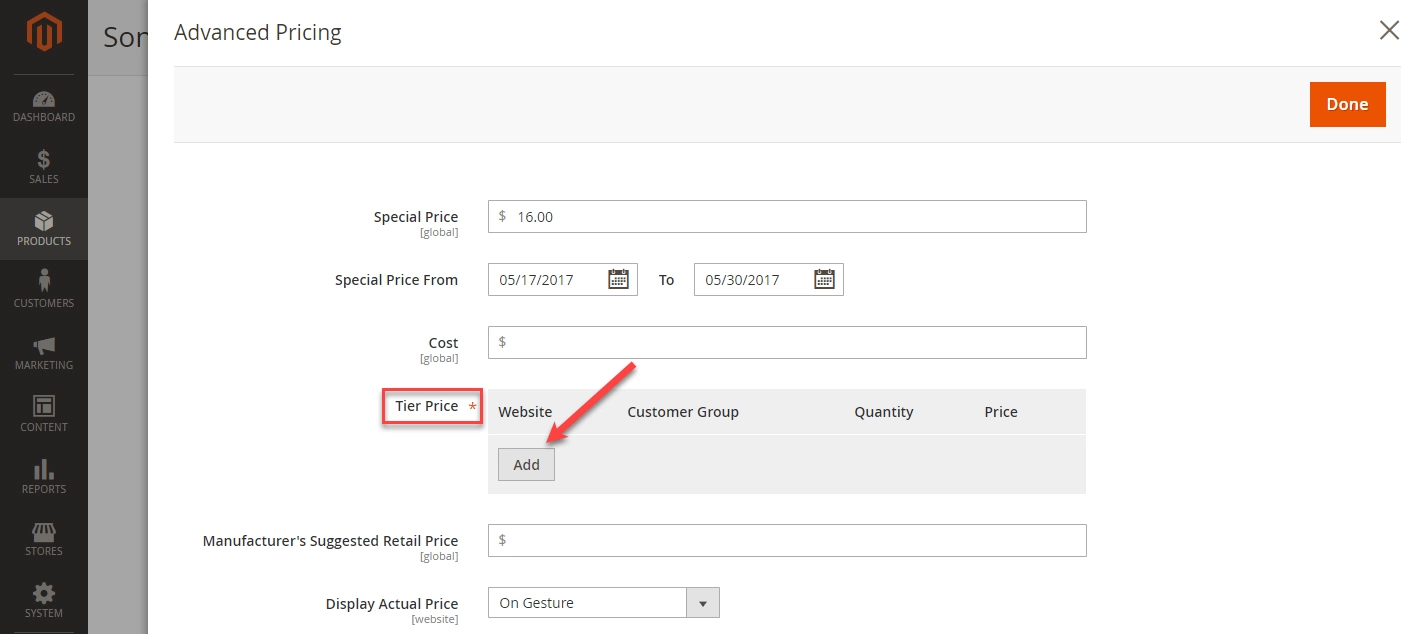 Magento 2 Advanced Pricing add magento 2 tier price