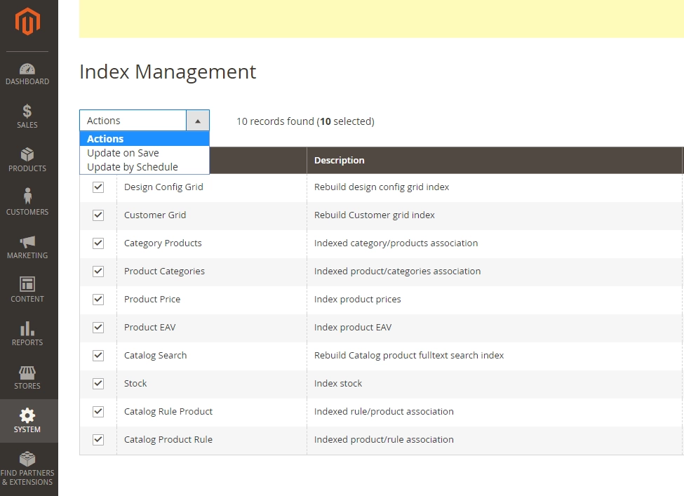 Why Products Are Not Showing Up After Magento 2 Import? magento 2 index magement options