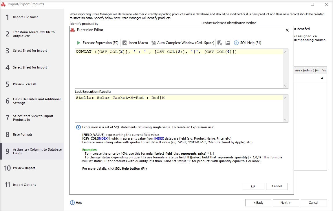 After, press “Execute expression”, then “Next” option to see the result