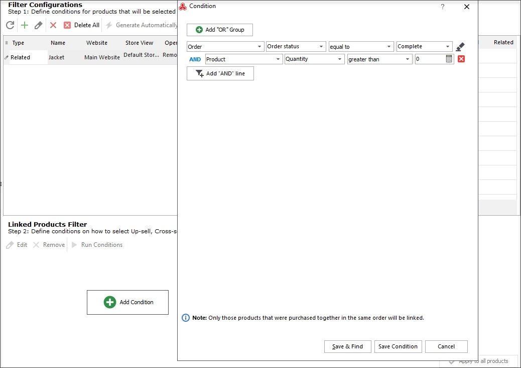 Use Filter Options to Generate Linked Cross-Selling Products
