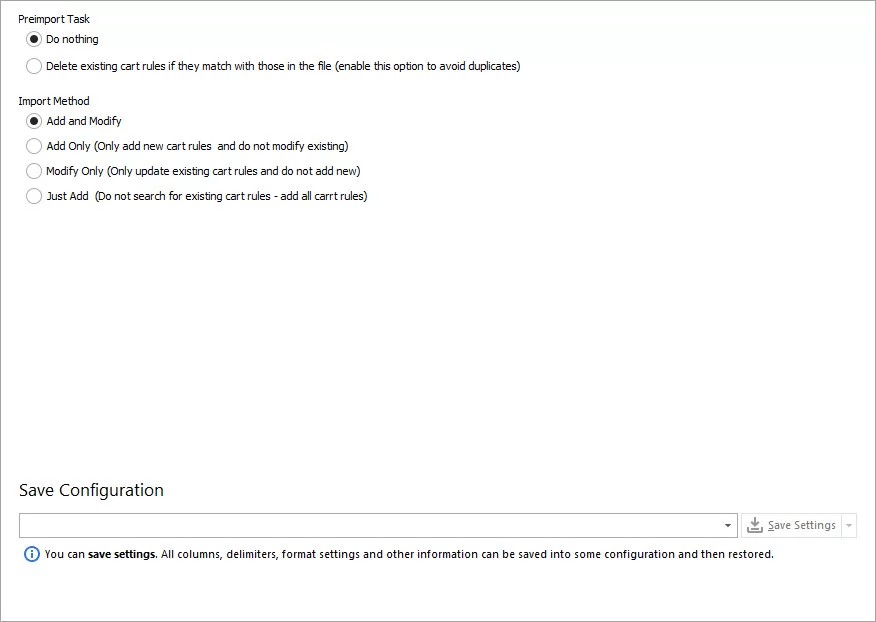 Set Import Options