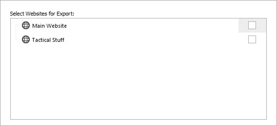 Select Website for Export