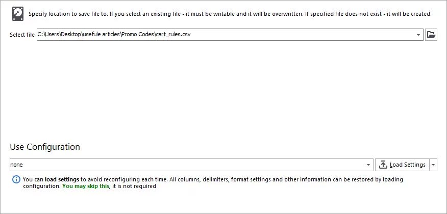 Select the File for Export