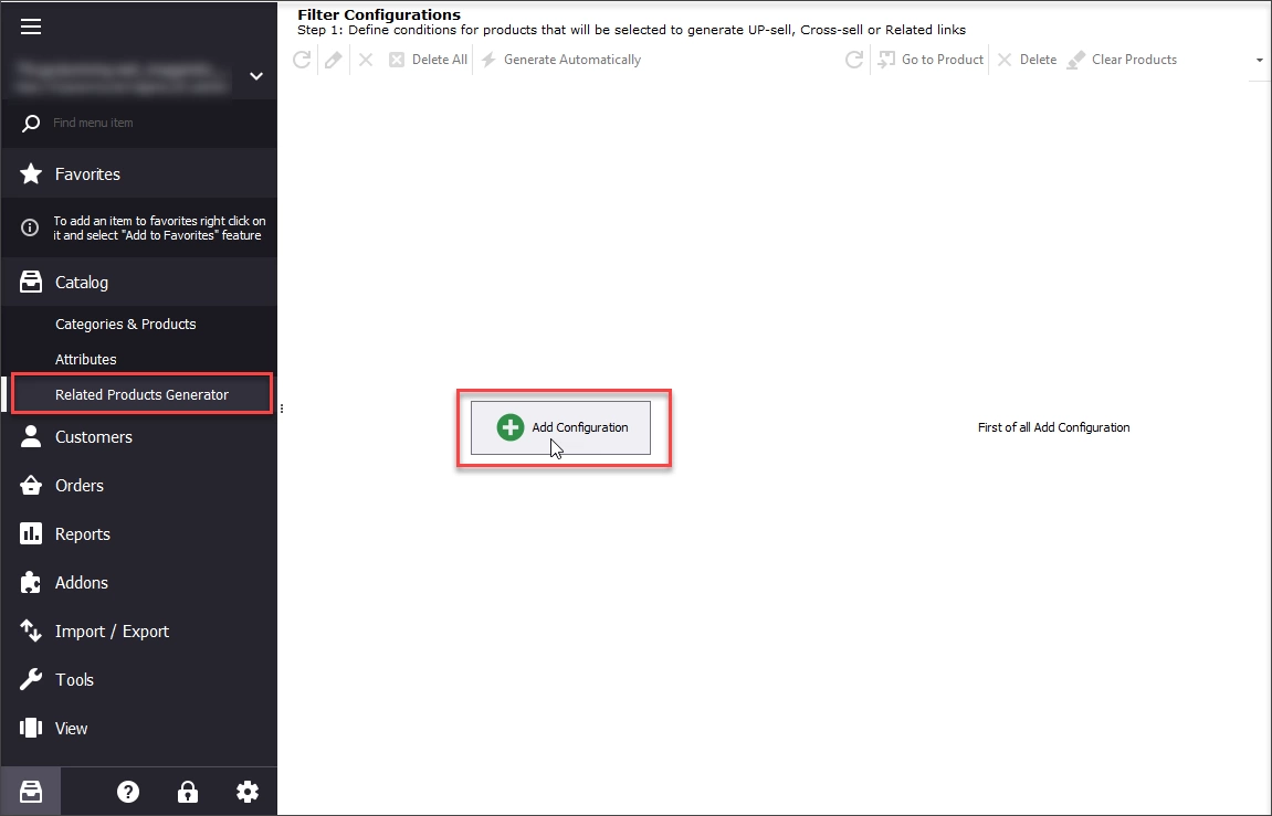Launch Related Product Generator Tool and Add Configuration