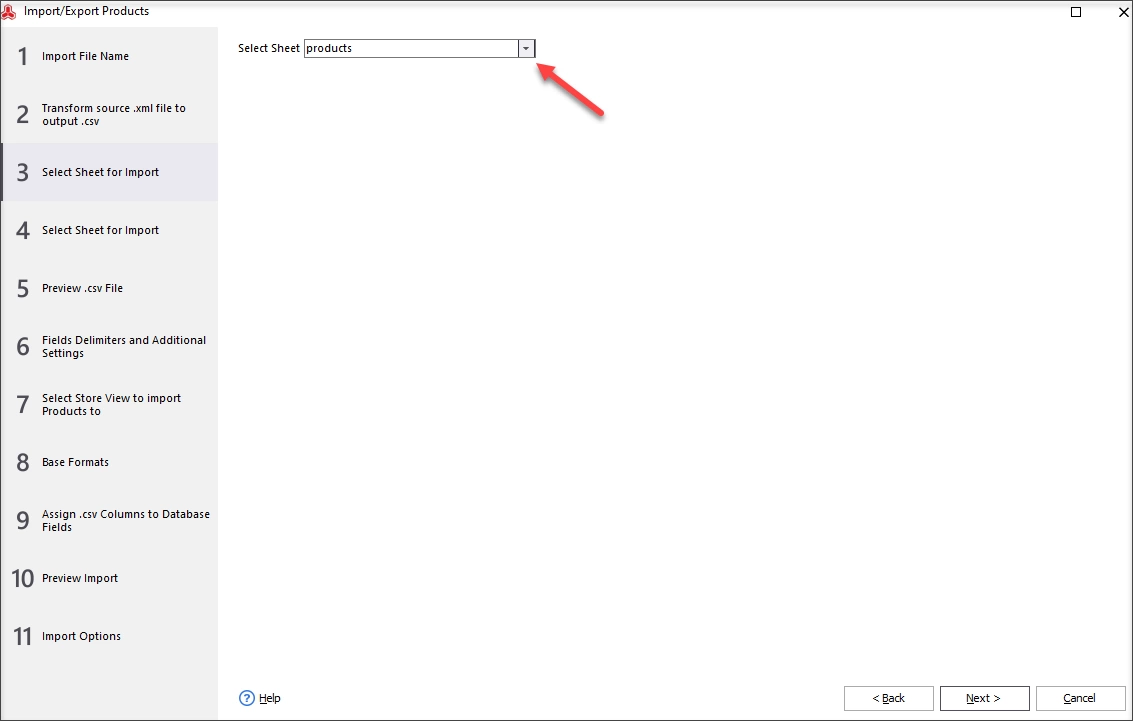Select Sheet for Import