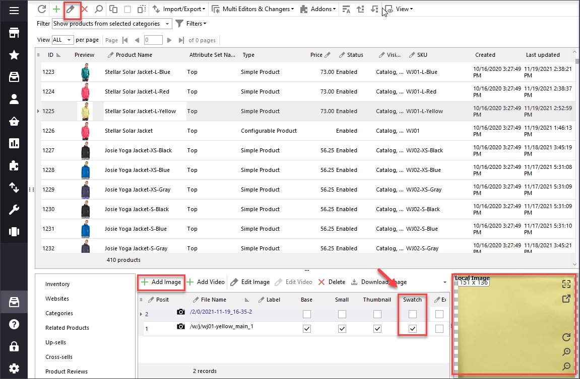Add Magento 2 Visual Swatches via Edit Form