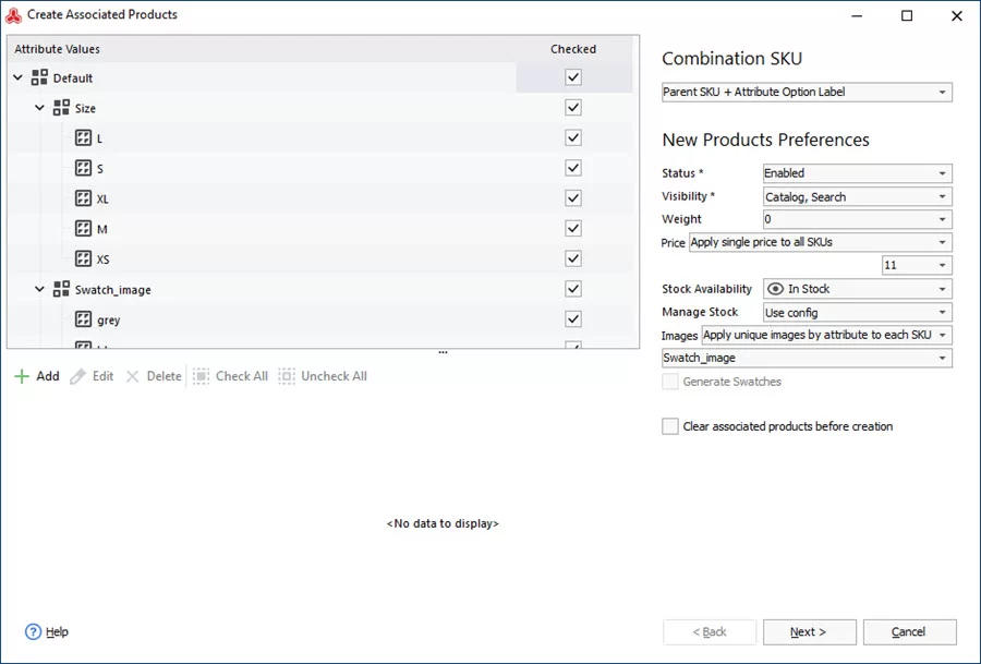 Magento Swatch Create Asscociated Products