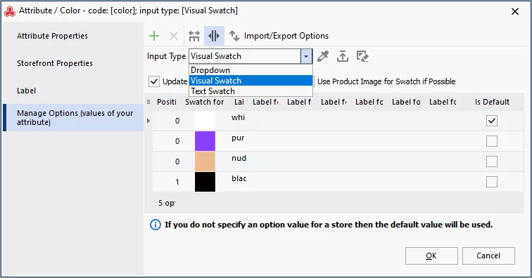 Magento Swatch Input Type