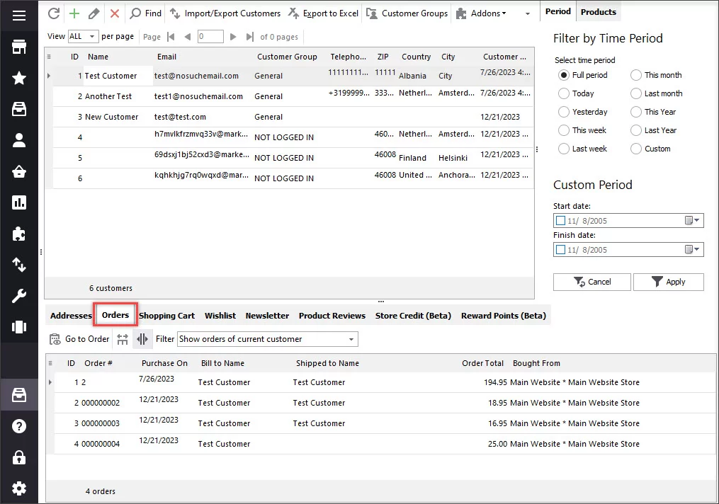 Magento 2 Customers Data magento 2 customers orders