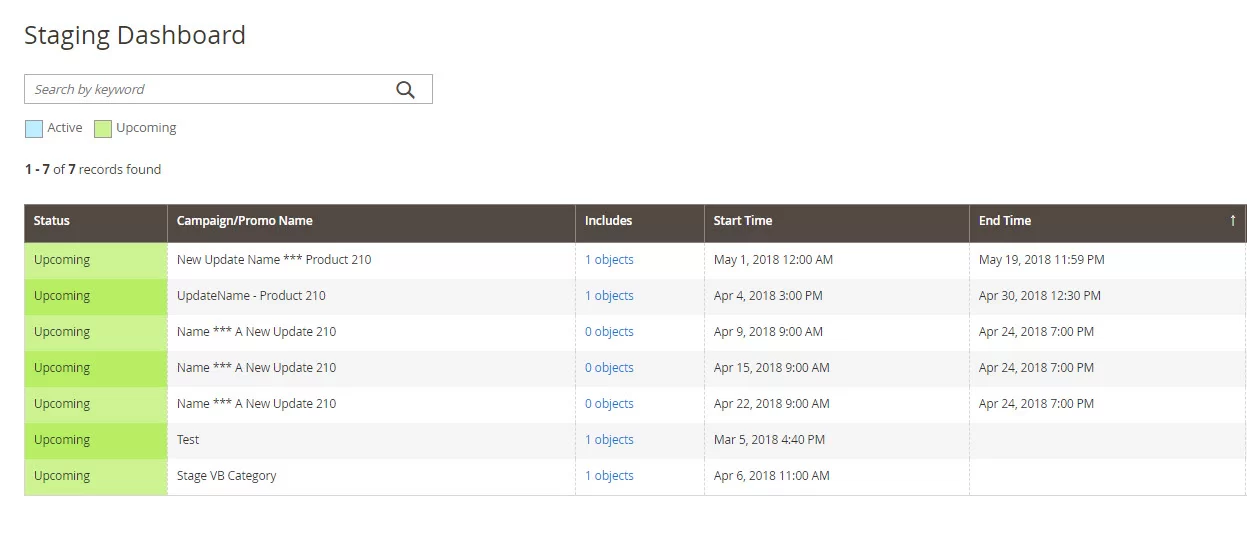 Magento 2 Content Staging magento-2-content-staging-campaign-list