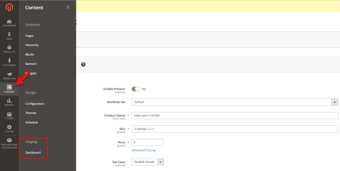 Magento 2 Content Staging magento-2-content-staging-staging-dashboard
