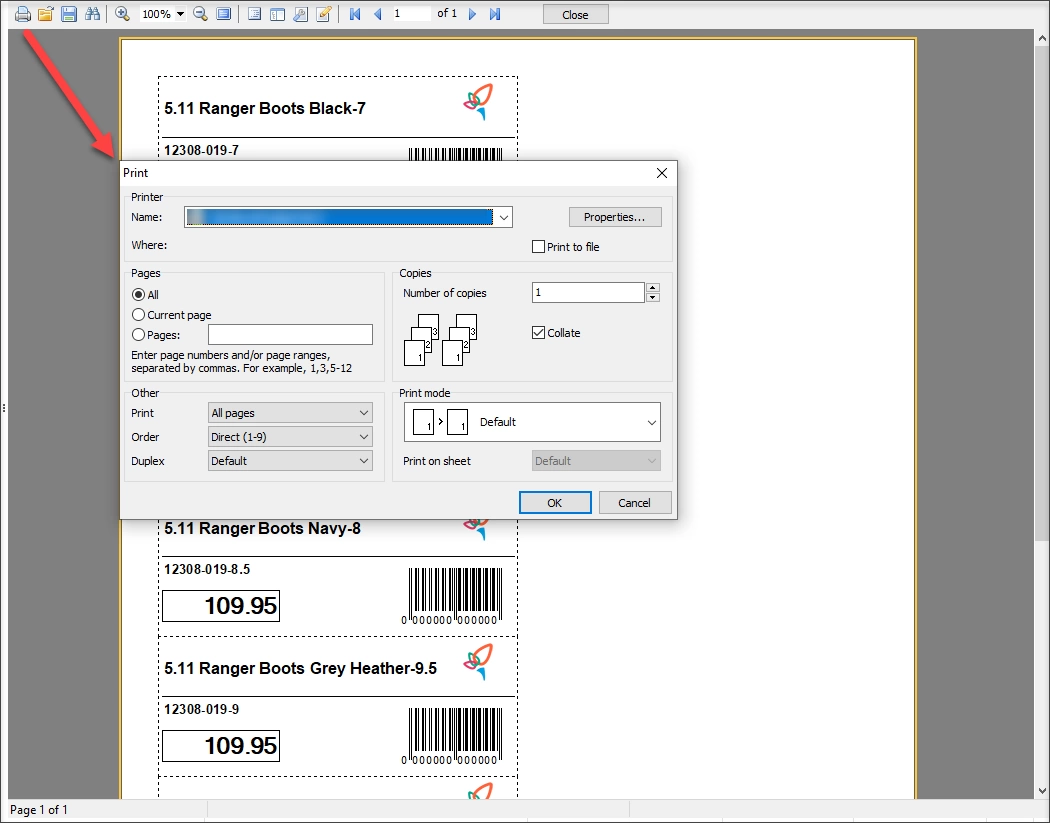 Print Barcode Labels from Store Manager