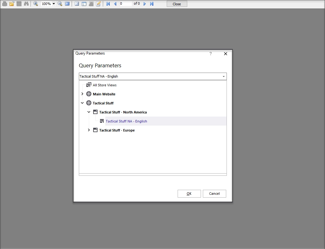 Select Store View to Generate Barcode Labels For